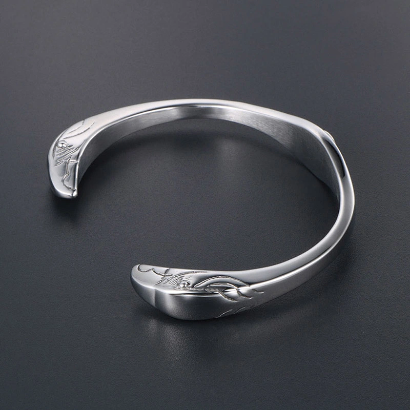 Wholesale And Retail Stainless Steel Antique Silver Men's Hip Hop Punk Vintage Open Flying Eagle Bangle Women's Bracelet Jewelry