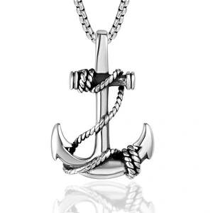 Wholesale And Retail Stainless Steel Antique Silver Womens Hip Hop Punk Gift Party Vintage Ship's Anchor Pendants&Charms Jewelr