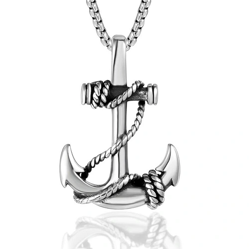 Wholesale And Retail Stainless Steel Antique Silver Womens Hip Hop Punk Gift Party Vintage Ship's Anchor Pendants&Charms Jewelr