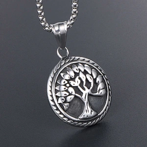 Wholesale And Retail Stainless Steel Antique Silver Womens Hip Hop Punk Gift Party Vintage Tree Pendants&Charms Jewelry