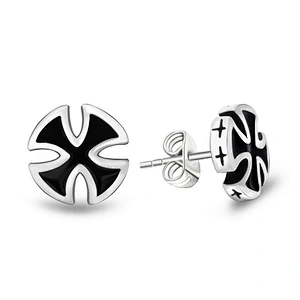 Wholesale And Retail Stainless Steel Antique Silver Womens Hip Hop Punk Gift Party Cross Stud Earrings Jewelry
