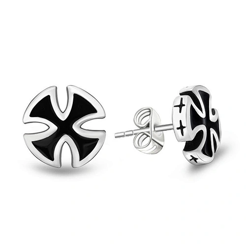 Wholesale And Retail Stainless Steel Antique Silver Womens Hip Hop Punk Gift Party Cross Stud Earrings Jewelry