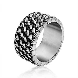 Wholesale And Retail Stainless Steel Silver Gold Men's Hip Hop Punk Gift Party Vintage Weave Ring Women's Jewelry