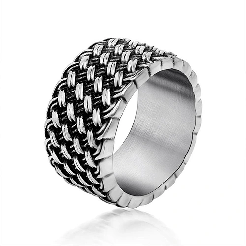 Wholesale And Retail Stainless Steel Silver Gold Men's Hip Hop Punk Gift Party Vintage Weave Ring Women's Jewelry