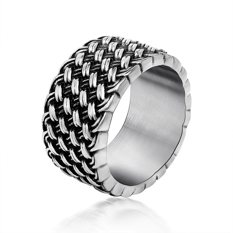 Wholesale And Retail Stainless Steel Silver Gold Men's Hip Hop Punk Gift Party Vintage Weave Ring Women's Jewelry