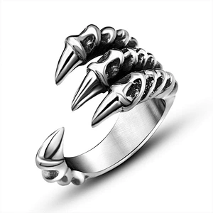 Wholesale And Retail Stainless Steel Antique Silver Men's Hip Hop Punk Gift Party Vintage Claw Ring Women's Jewelry