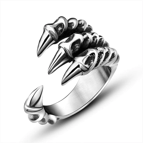 Wholesale And Retail Stainless Steel Antique Silver Men's Hip Hop Punk Gift Party Vintage Claw Ring Women's Jewelry