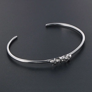Wholesale And Retail Stainless Steel Antique Silver Womens Hip Hop Punk Gift Party Vintage Open Bangle Flower Bracelet Jewelry
