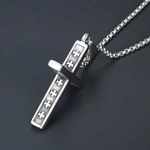 Wholesale And Retail Stainless Steel Antique Silver Womens Hip Hop Punk Gift Party Vintage Cross Pendants&Charms Jewelry