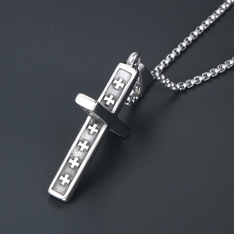 Wholesale And Retail Stainless Steel Antique Silver Womens Hip Hop Punk Gift Party Vintage Cross Pendants&Charms Jewelry