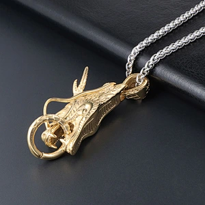 Wholesale And Retail Stainless Steel Antique Silver Womens Hip Hop Punk Gift Party Vintage Dragon Pendants&Charms Jewelry