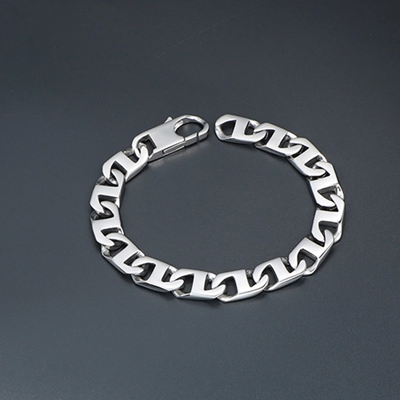 Wholesale And Retail Stainless Steel Antique Silver Men's Hip Hop Punk Gift Party Thick Chain Bangle Bracelet Jewelry