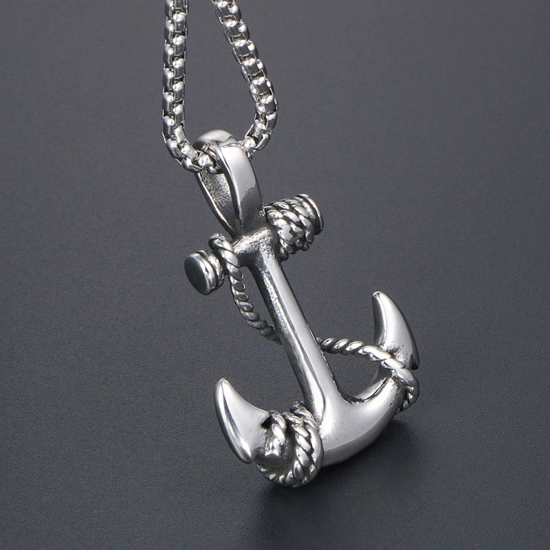 Wholesale And Retail Stainless Steel Antique Silver Womens Hip Hop Punk Gift Party Vintage Ship's Anchor Pendants&Charms Jewelr