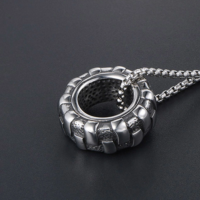 Wholesale And Retail Stainless Steel Antique Silver Womens Hip Hop Punk Gift Party Vintage Tyre Pendants&Charms Jewelry