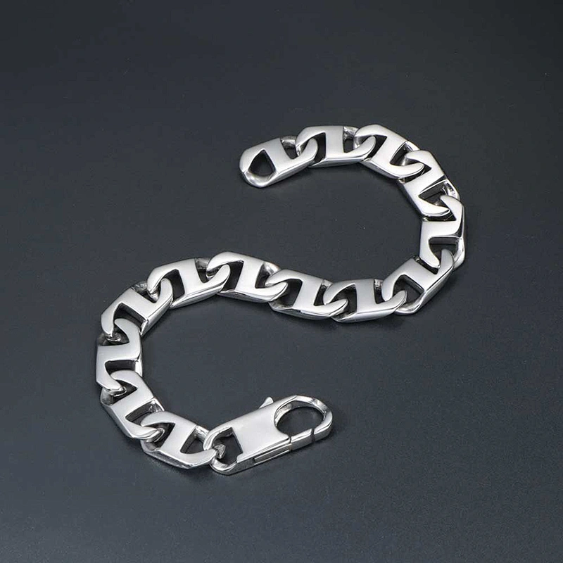 Wholesale And Retail Stainless Steel Antique Silver Men's Hip Hop Punk Gift Party Thick Chain Bangle Bracelet Jewelry