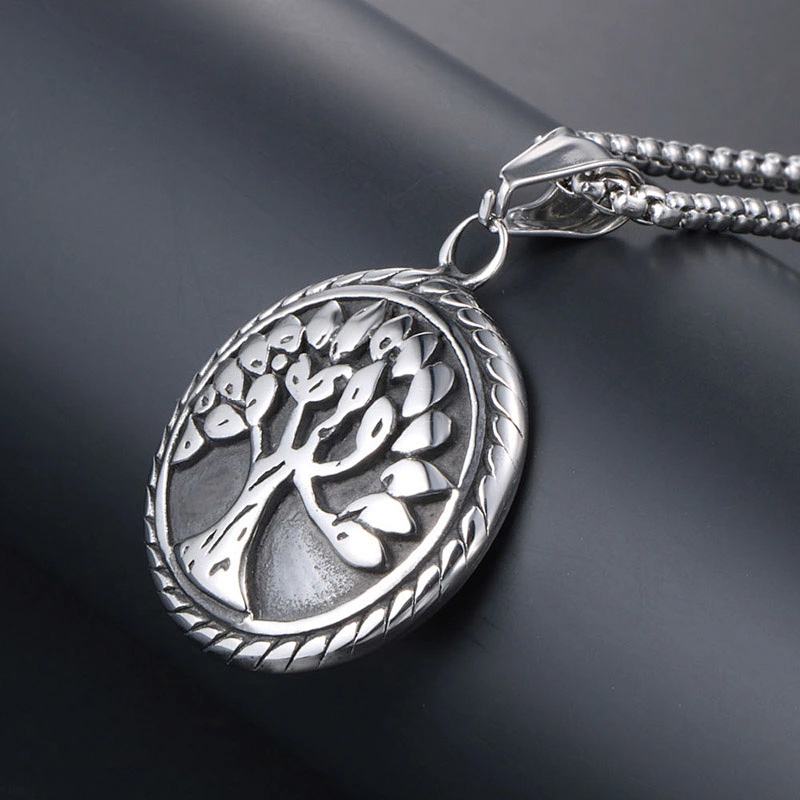 Wholesale And Retail Stainless Steel Antique Silver Womens Hip Hop Punk Gift Party Vintage Tree Pendants&Charms Jewelry