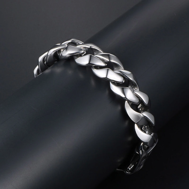 Wholesale And Retail Stainless Steel Antique Silver Men's Hip Hop Punk Gift Party Thick Rough Chain Bangle Bracelet Jewelry