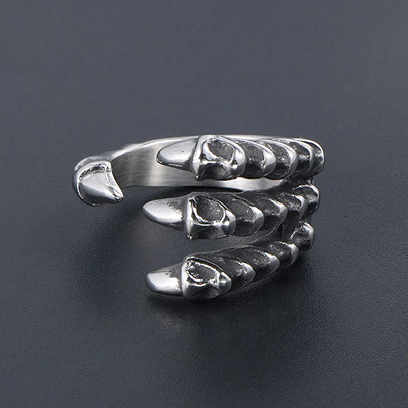 Wholesale And Retail Stainless Steel Antique Silver Men's Hip Hop Punk Gift Party Vintage Claw Ring Women's Jewelry