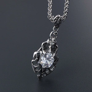 Wholesale And Retail Stainless Steel Antique Silver Womens Hip Hop Punk Gift Party Vintage Diamond Pendants&Charms Jewelry