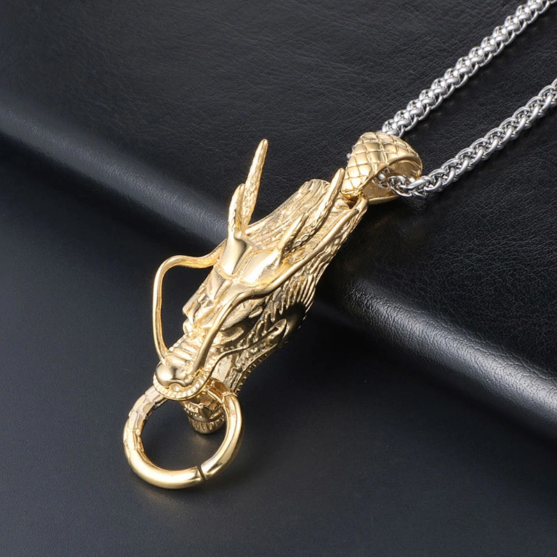Wholesale And Retail Stainless Steel Antique Silver Womens Hip Hop Punk Gift Party Vintage Dragon Pendants&Charms Jewelry