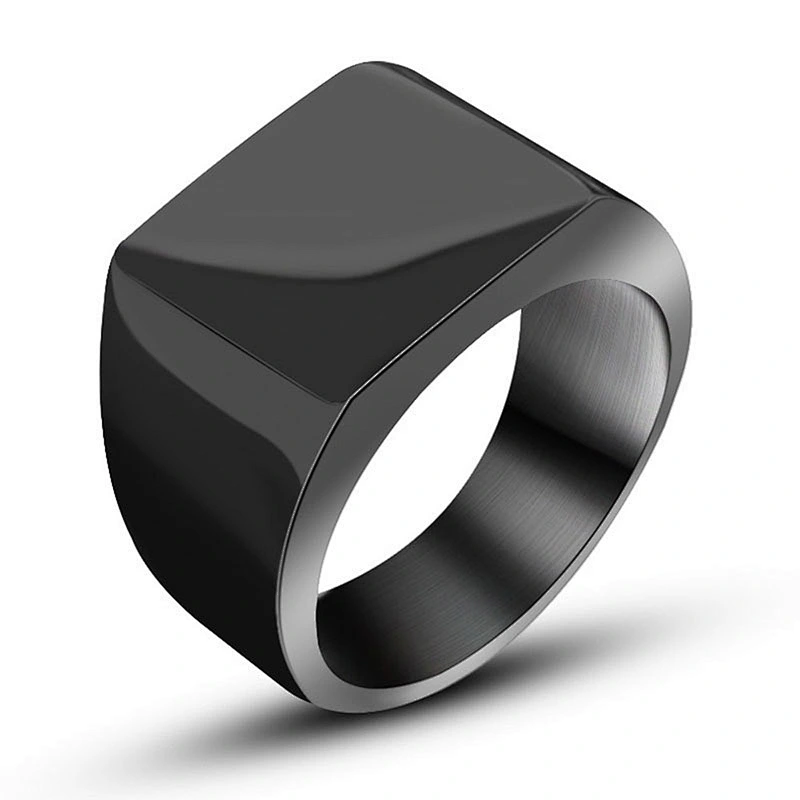 Wholesale And Retail Stainless Steel Silver Black Men's Hip Hop Punk Gift Party Lovers simple Classic Ring Women's Jewelry