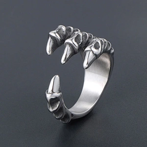 Wholesale And Retail Stainless Steel Antique Silver Men's Hip Hop Punk Gift Party Vintage Claw Ring Women's Jewelry
