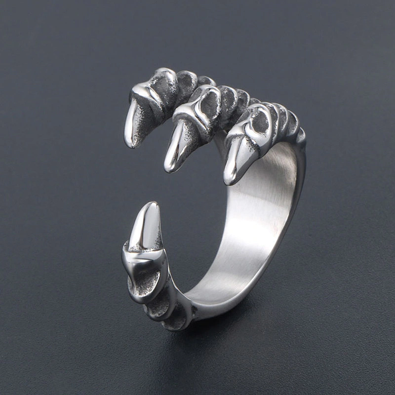 Wholesale And Retail Stainless Steel Antique Silver Men's Hip Hop Punk Gift Party Vintage Claw Ring Women's Jewelry