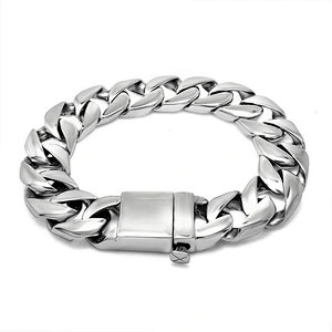 Wholesale And Retail Stainless Steel Antique Silver Men's Hip Hop Punk Gift Party Thick Rough Chain Bangle Bracelet Jewelry