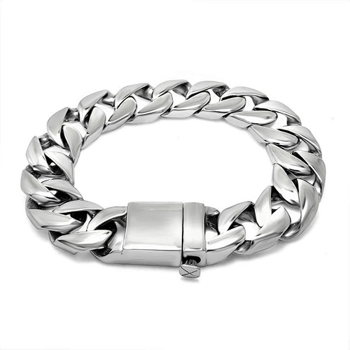 Wholesale And Retail Stainless Steel Antique Silver Men's Hip Hop Punk Gift Party Thick Rough Chain Bangle Bracelet Jewelry