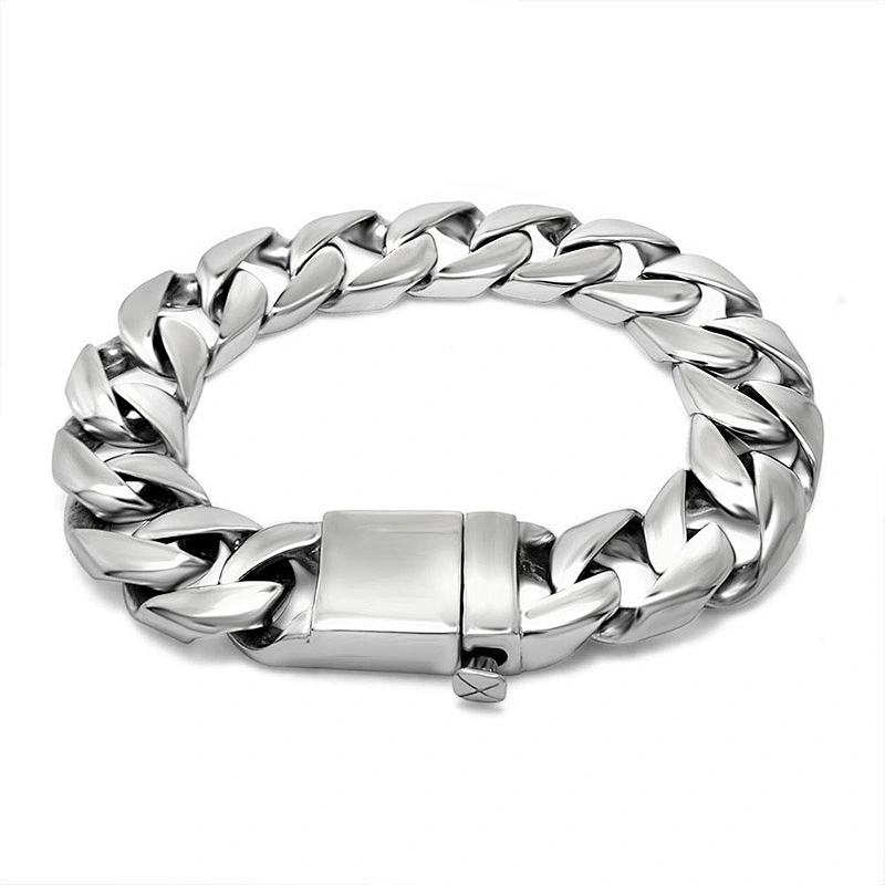 Wholesale And Retail Stainless Steel Antique Silver Men's Hip Hop Punk Gift Party Thick Rough Chain Bangle Bracelet Jewelry