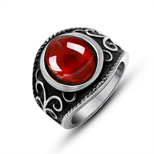 Wholesale And Retail Stainless Steel Antique Silver Men's Hip Hop Punk Gift Party Retro Zircon Rings Women's Gemstone Jewelry
