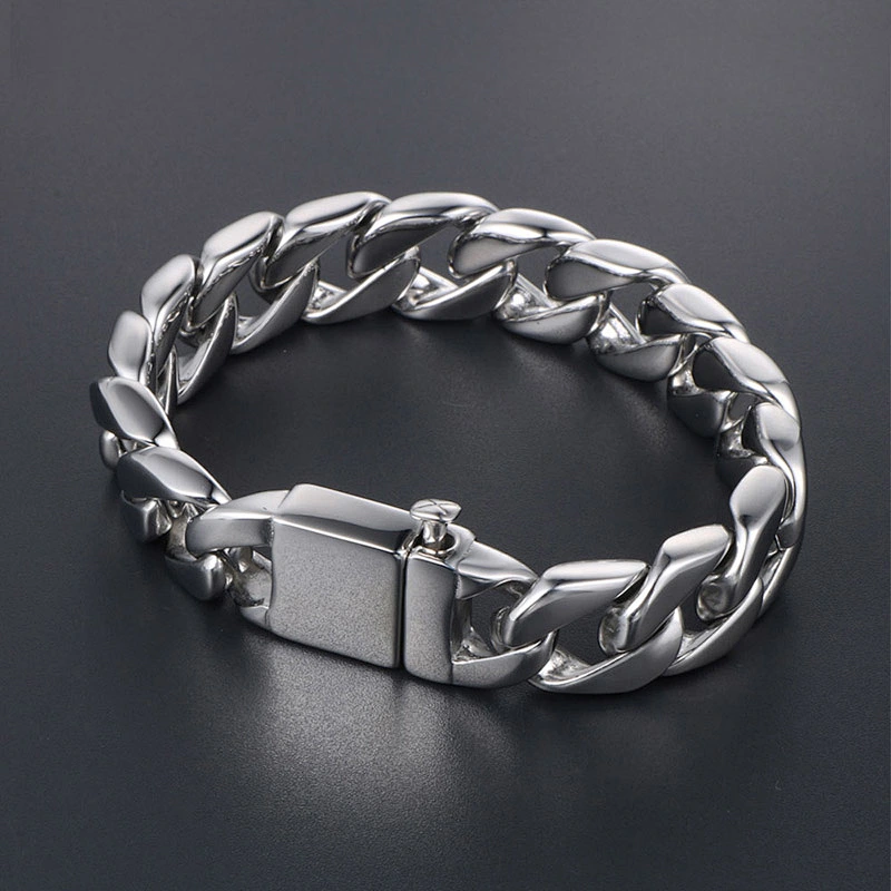 Wholesale And Retail Stainless Steel Antique Silver Men's Hip Hop Punk Gift Party Thick Rough Chain Bangle Bracelet Jewelry