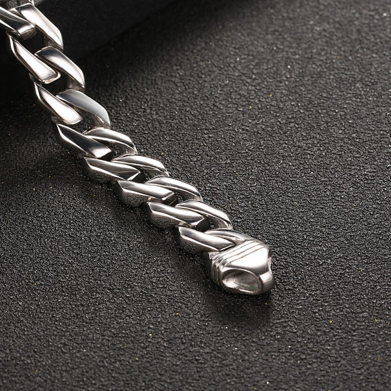 Wholesale And Retail Stainless Steel Antique Silver Men's Hip Hop Punk Gift Fashion Chain Bangle Bracelet Jewelry