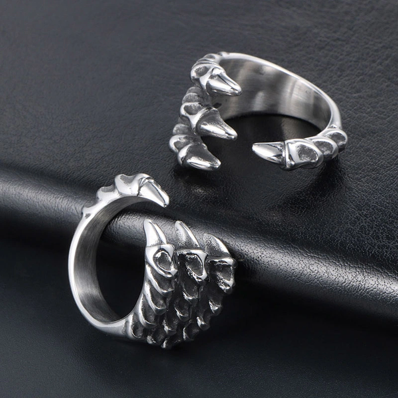 Wholesale And Retail Stainless Steel Antique Silver Men's Hip Hop Punk Gift Party Vintage Claw Ring Women's Jewelry
