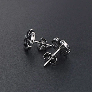 Wholesale And Retail Stainless Steel Antique Silver Womens Hip Hop Punk Gift Party Cross Stud Earrings Jewelry