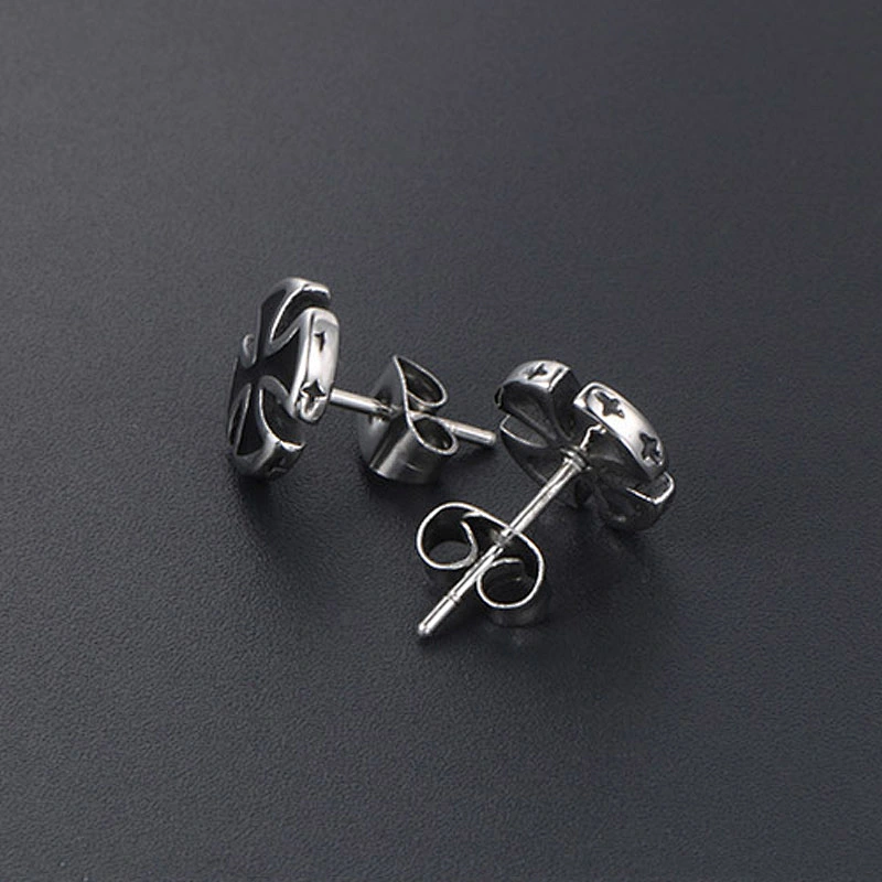 Wholesale And Retail Stainless Steel Antique Silver Womens Hip Hop Punk Gift Party Cross Stud Earrings Jewelry