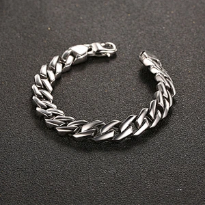 Wholesale And Retail Stainless Steel Antique Silver Men's Hip Hop Punk Gift Fashion Chain Bangle Bracelet Jewelry