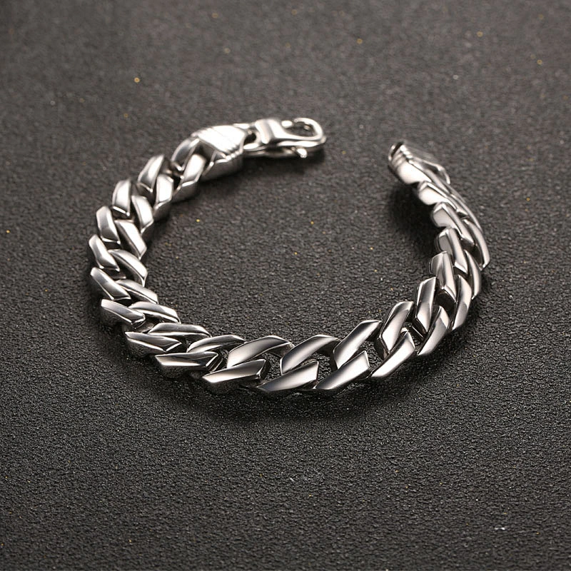 Wholesale And Retail Stainless Steel Antique Silver Men's Hip Hop Punk Gift Fashion Chain Bangle Bracelet Jewelry