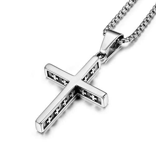 Wholesale And Retail Stainless Steel Antique Silver Womens Hip Hop Punk Gift Party Vintage Cross Pendants&Charms Jewelry