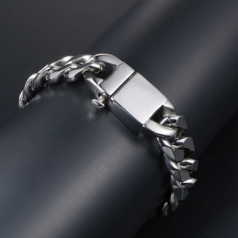 Wholesale And Retail Stainless Steel Antique Silver Men's Hip Hop Punk Gift Fashion Chain Bangle Bracelet Jewelry