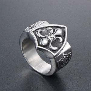 Wholesale And Retail Stainless Steel Antique Silver Men's Hip Hop Punk Gift Party Charm Scout Flowers Rings Jewelry