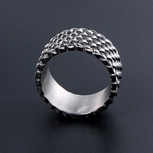 Wholesale And Retail Stainless Steel Silver Gold Men's Hip Hop Punk Gift Party Vintage Weave Ring Women's Jewelry