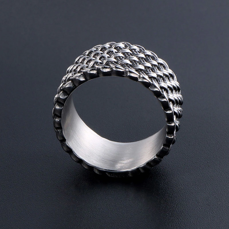 Wholesale And Retail Stainless Steel Silver Gold Men's Hip Hop Punk Gift Party Vintage Weave Ring Women's Jewelry