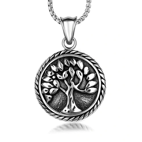 Wholesale And Retail Stainless Steel Antique Silver Womens Hip Hop Punk Gift Party Vintage Tree Pendants&Charms Jewelry