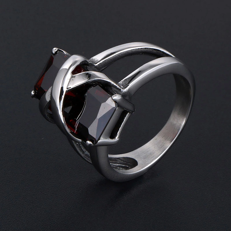 Wholesale And Retail Stainless Steel Antique Silver Men's Hip Hop Punk Gift Party Charm Zircon Rings Women's Gemstone Jewelry