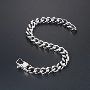 Wholesale And Retail Stainless Steel Antique Silver Men's Hip Hop Punk Gift Party Classic Chain Bangle Bracelet Jewelry