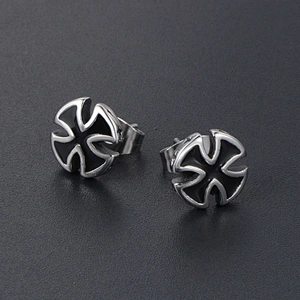 Wholesale And Retail Stainless Steel Antique Silver Womens Hip Hop Punk Gift Party Cross Stud Earrings Jewelry
