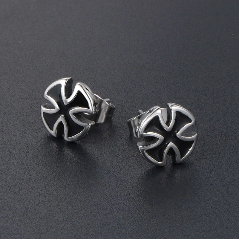 Wholesale And Retail Stainless Steel Antique Silver Womens Hip Hop Punk Gift Party Cross Stud Earrings Jewelry