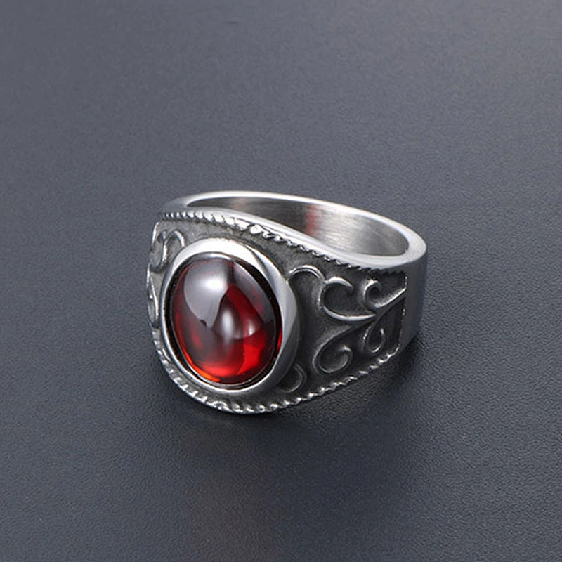 Wholesale And Retail Stainless Steel Antique Silver Men's Hip Hop Punk Gift Party Retro Zircon Rings Women's Gemstone Jewelry