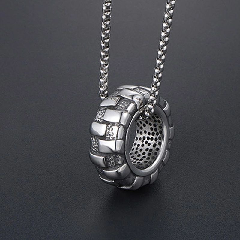 Wholesale And Retail Stainless Steel Antique Silver Womens Hip Hop Punk Gift Party Vintage Tyre Pendants&Charms Jewelry